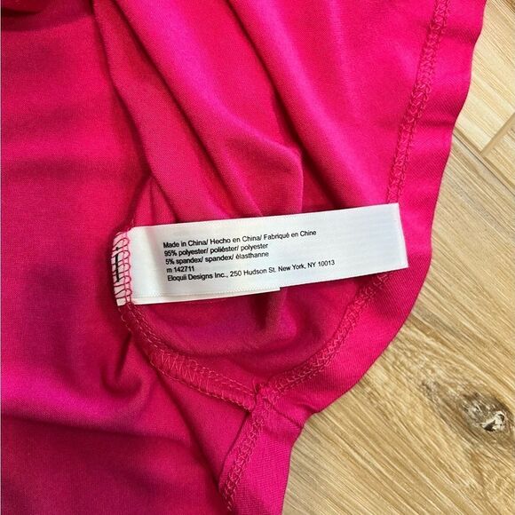 ELOQUII Asymmetrical Hem Elbow Sleeve Tee Pink Size 14/16 - Picture 5 of 8
